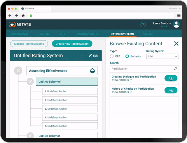 iPad displaying user adding behavior to rating system.